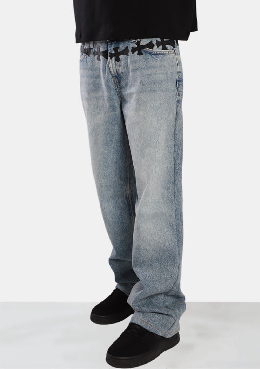 Black Cross Waist Jeans