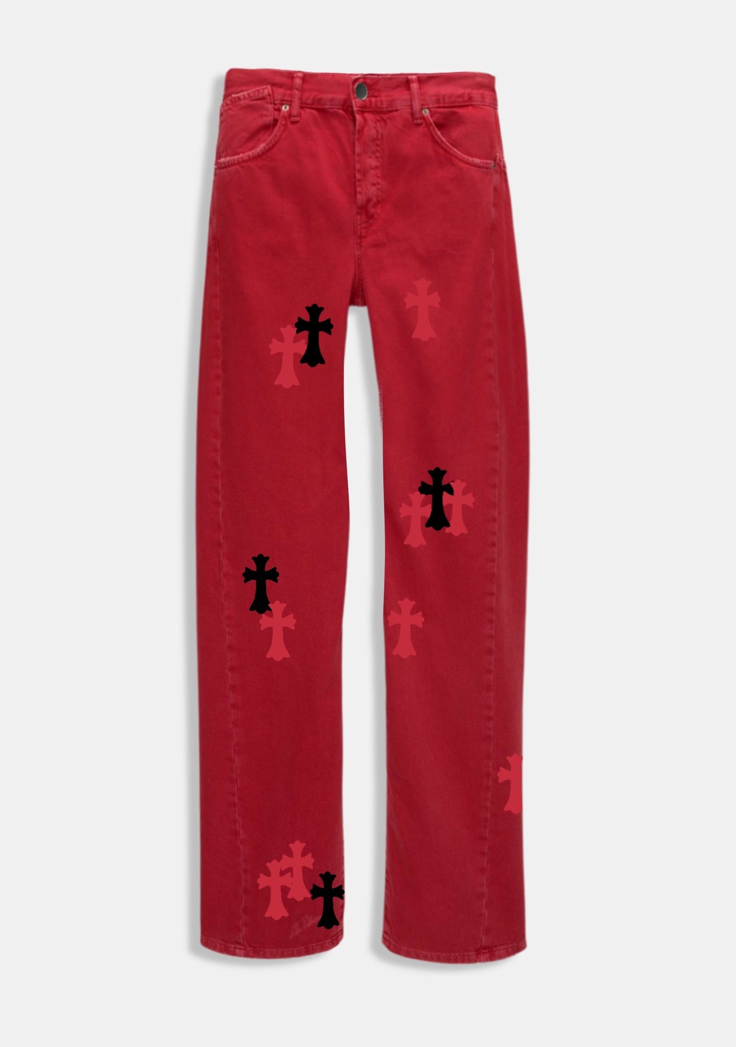 Red Denim with Crosses