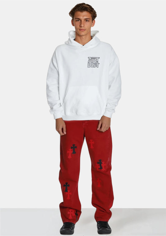 Red Denim with Crosses