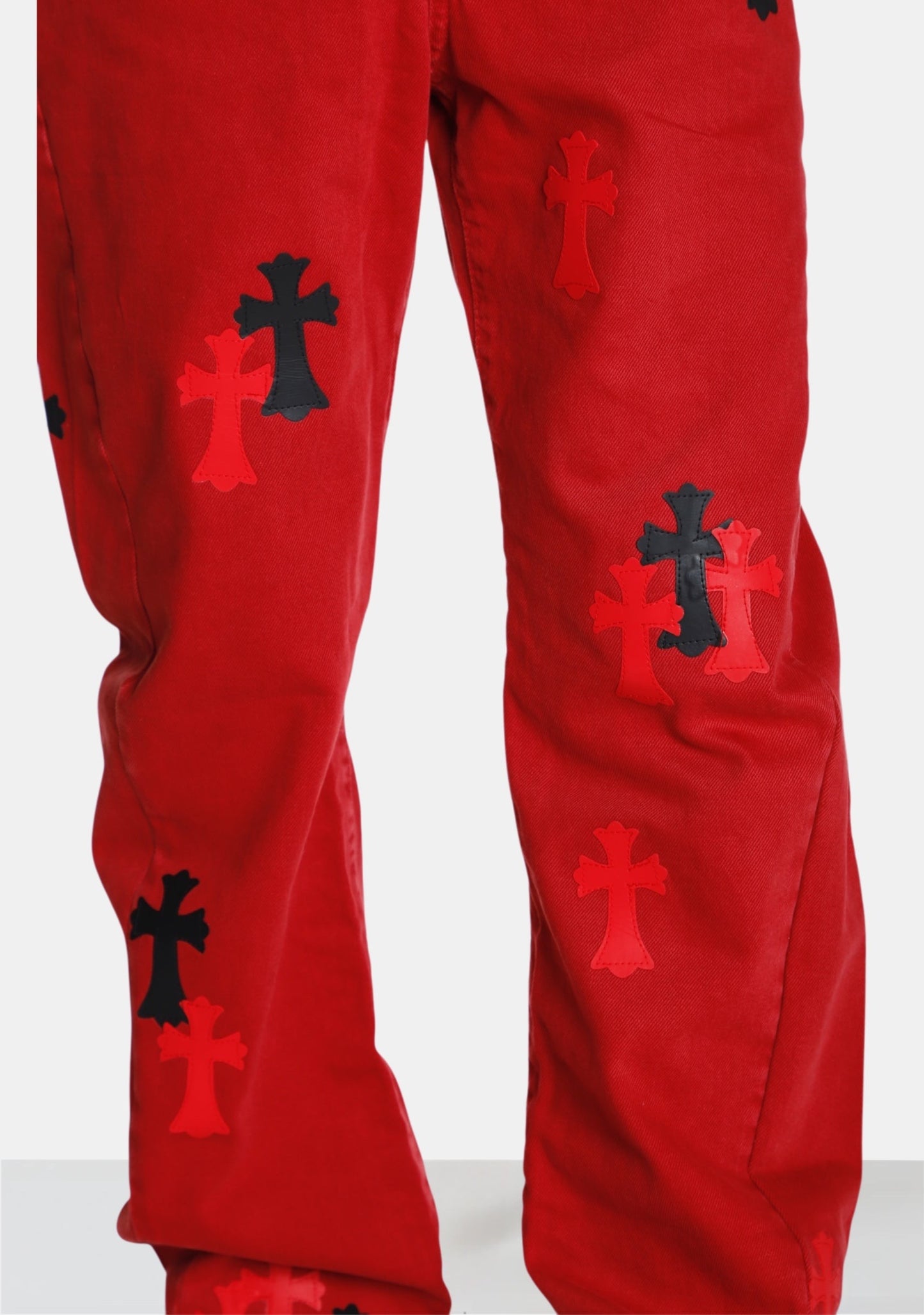Red Denim with Crosses