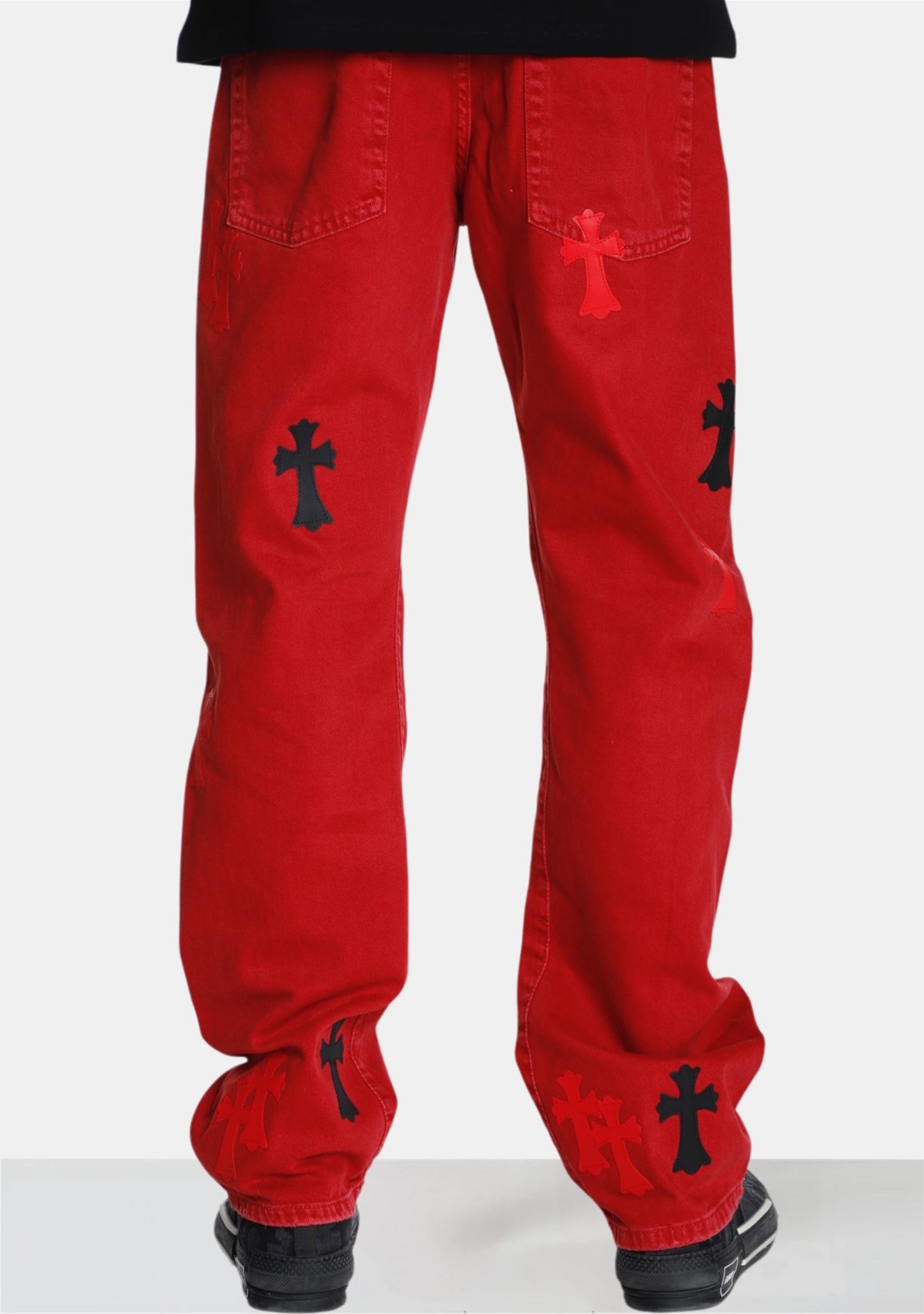 Red Denim with Crosses