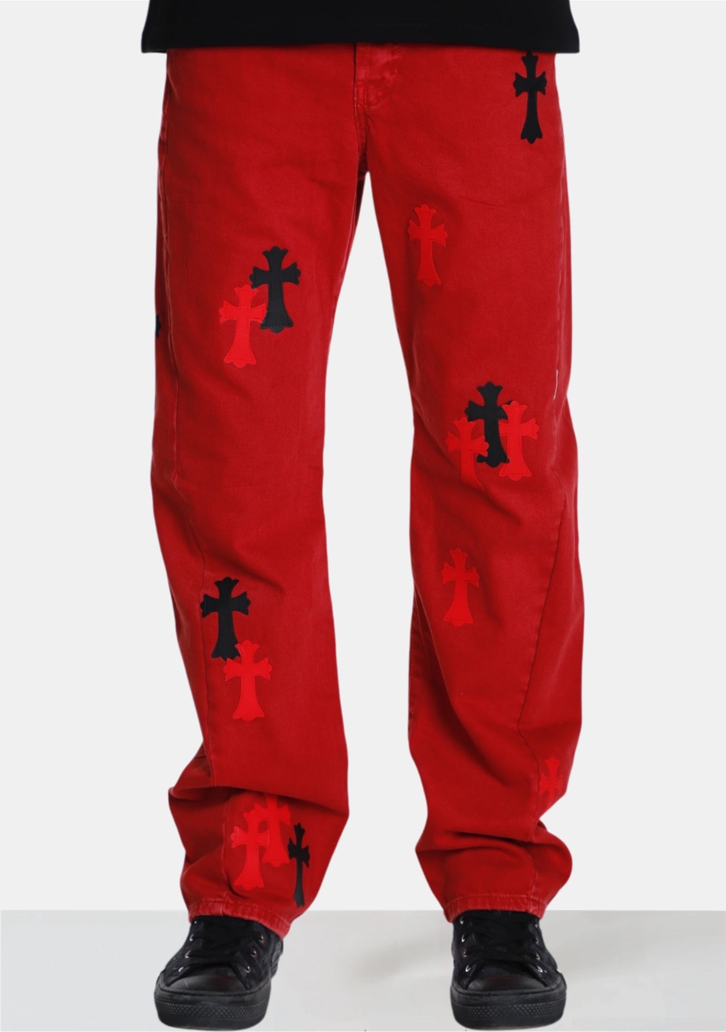 Red Denim with Crosses