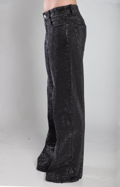 Rhinestone Black Jeans
