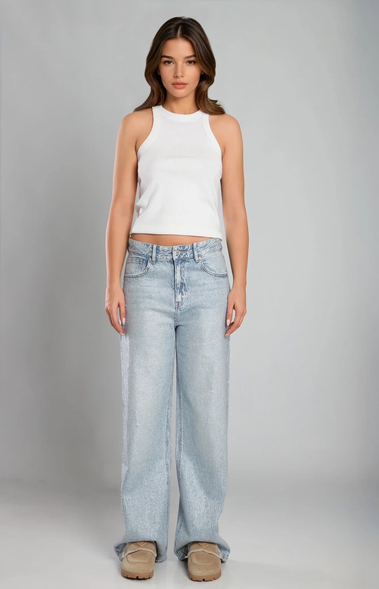 Rhinestone Light Blue Jeans