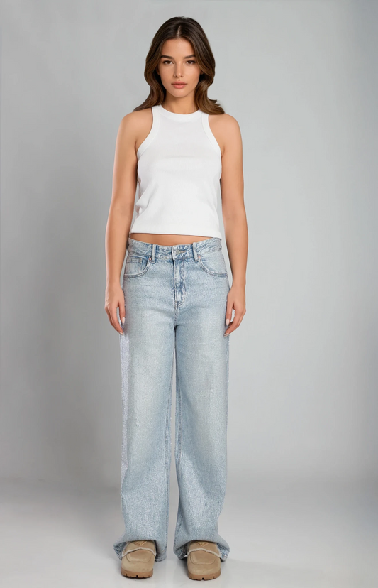 Rhinestone Light Blue Jeans