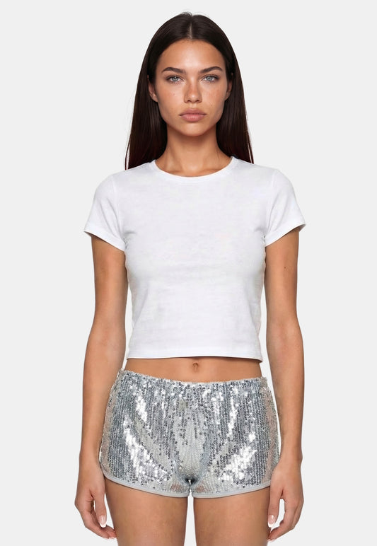 Silver Sequin Shorts