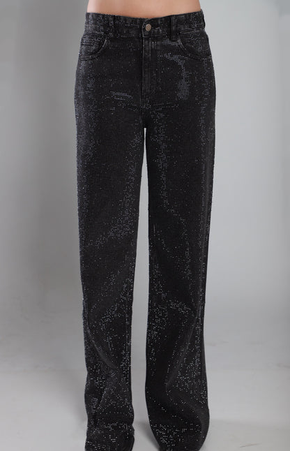 Rhinestone Black Jeans
