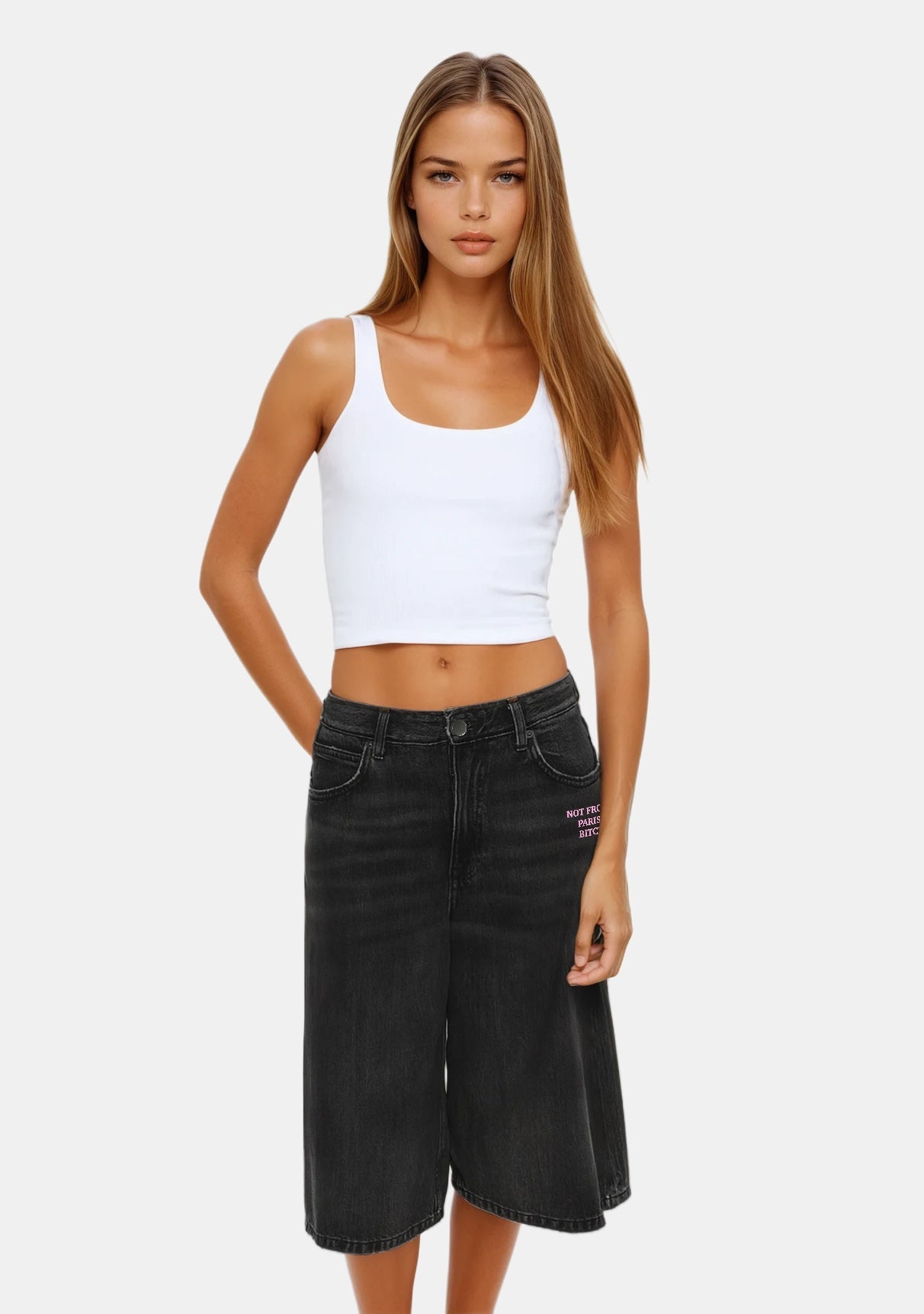 NOT FROM PARIS, B̶I̶T̶C̶H̶ Short Jeans