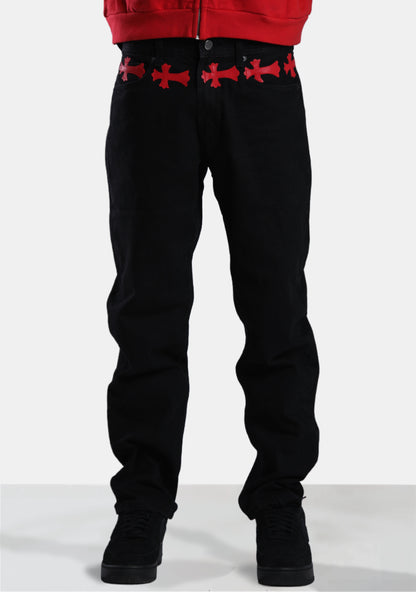 Red Cross Waist Jeans