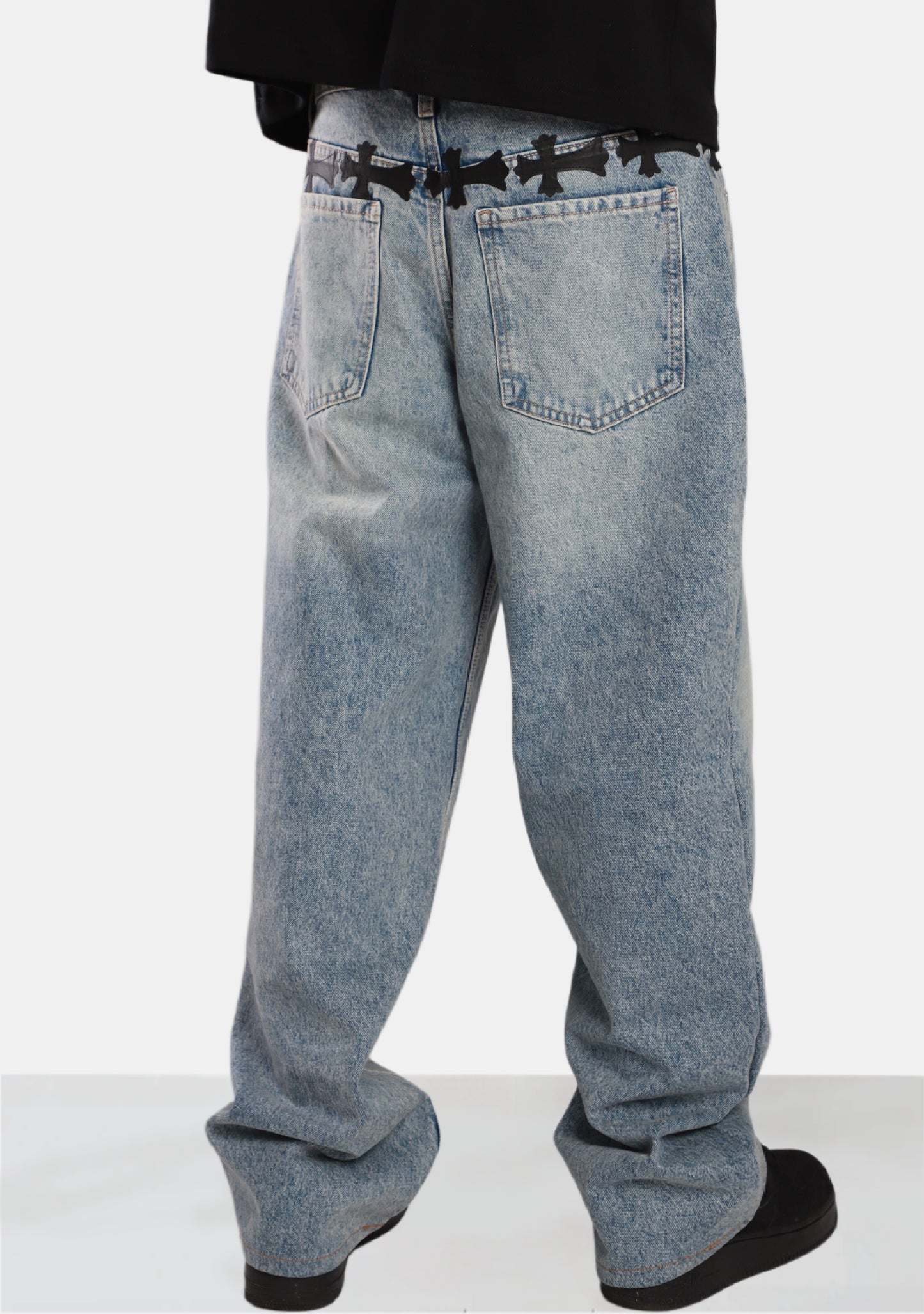 Black Cross Waist Jeans