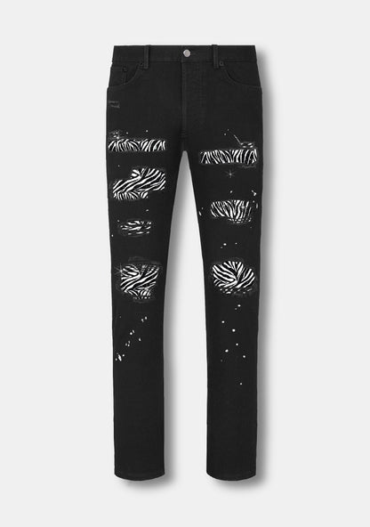 Shiny Zebra Patch Jean