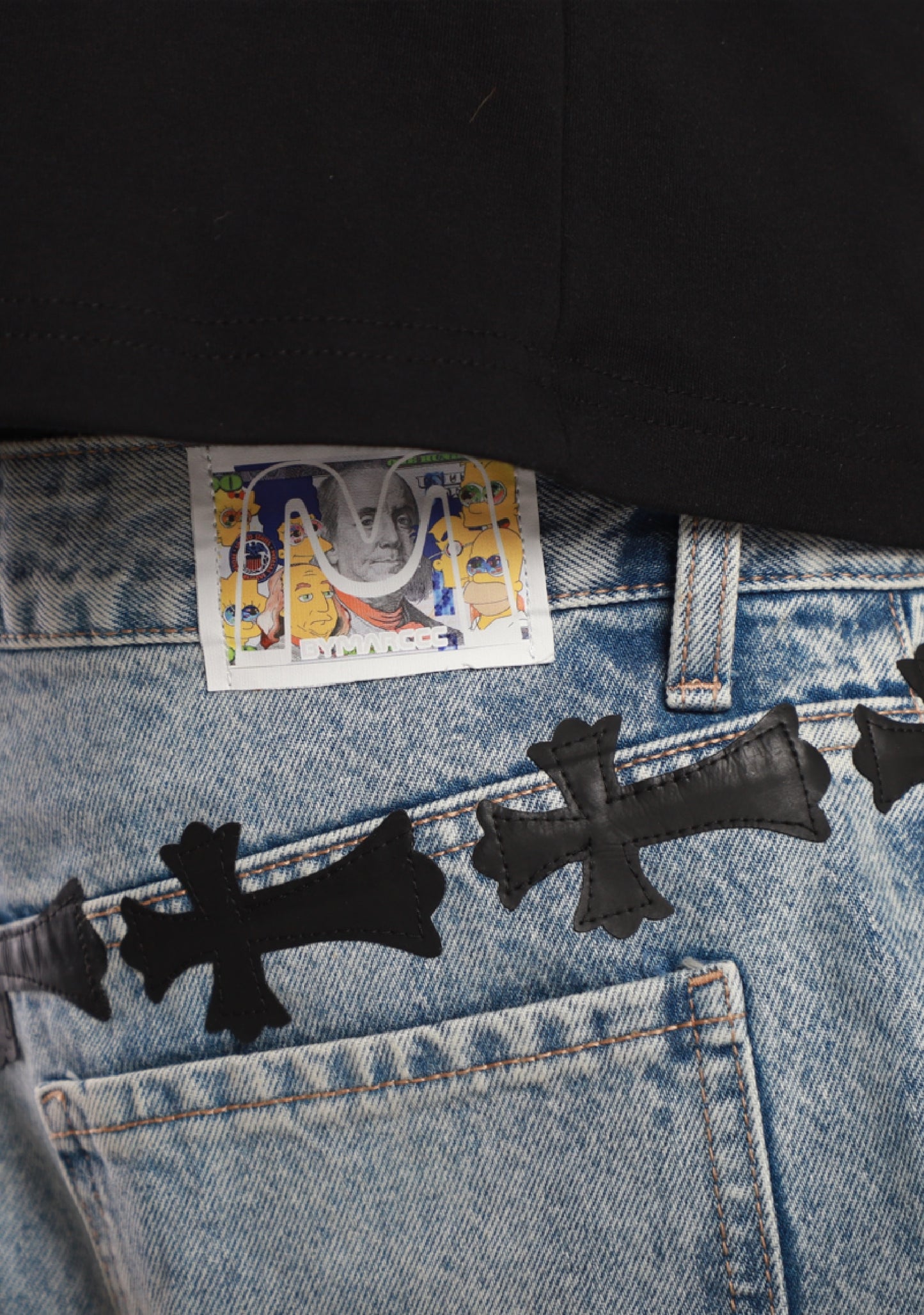 Black Cross Waist Jeans