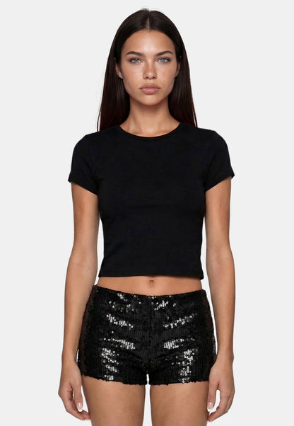 Black Sequin Shorts