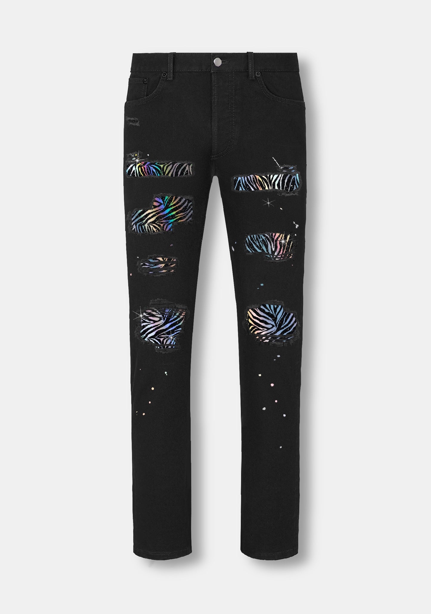 Shiny Zebra Patch Jean