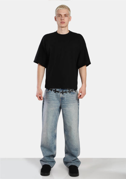 Black Cross Waist Jeans