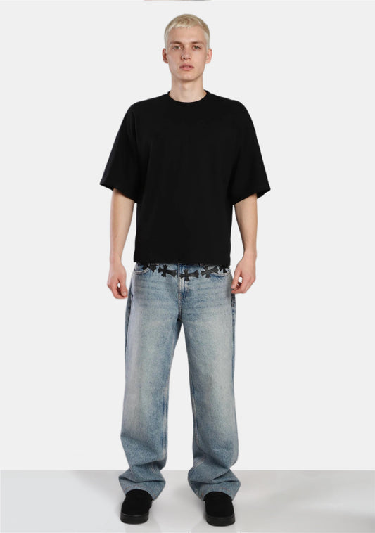 Black Cross Waist Jeans