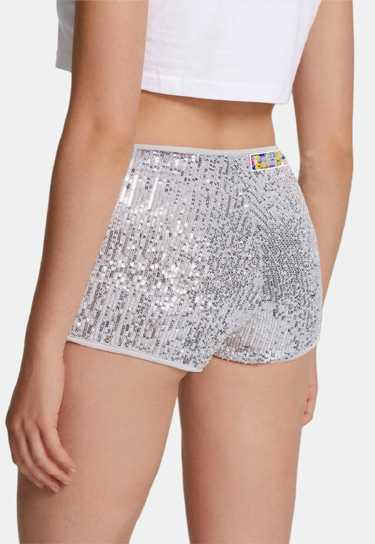Silver Sequin Shorts
