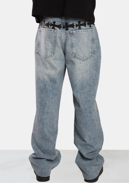 Black Cross Waist Jeans