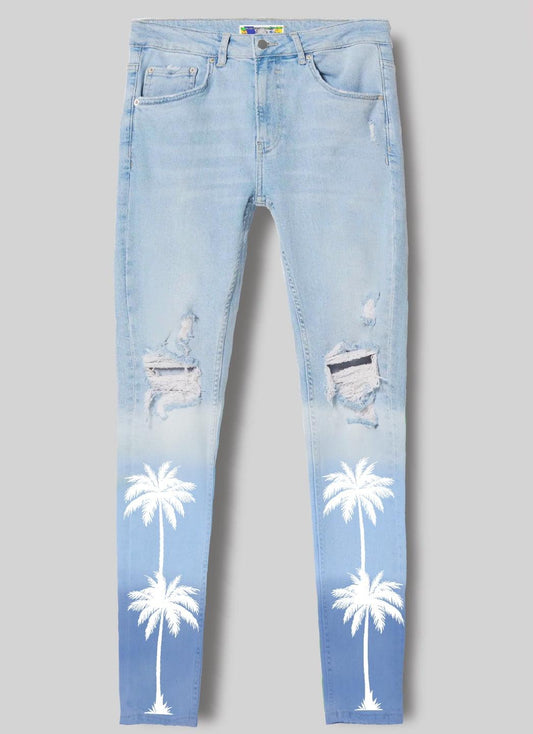 Gradient Blue Palms Jean - bymarccc
