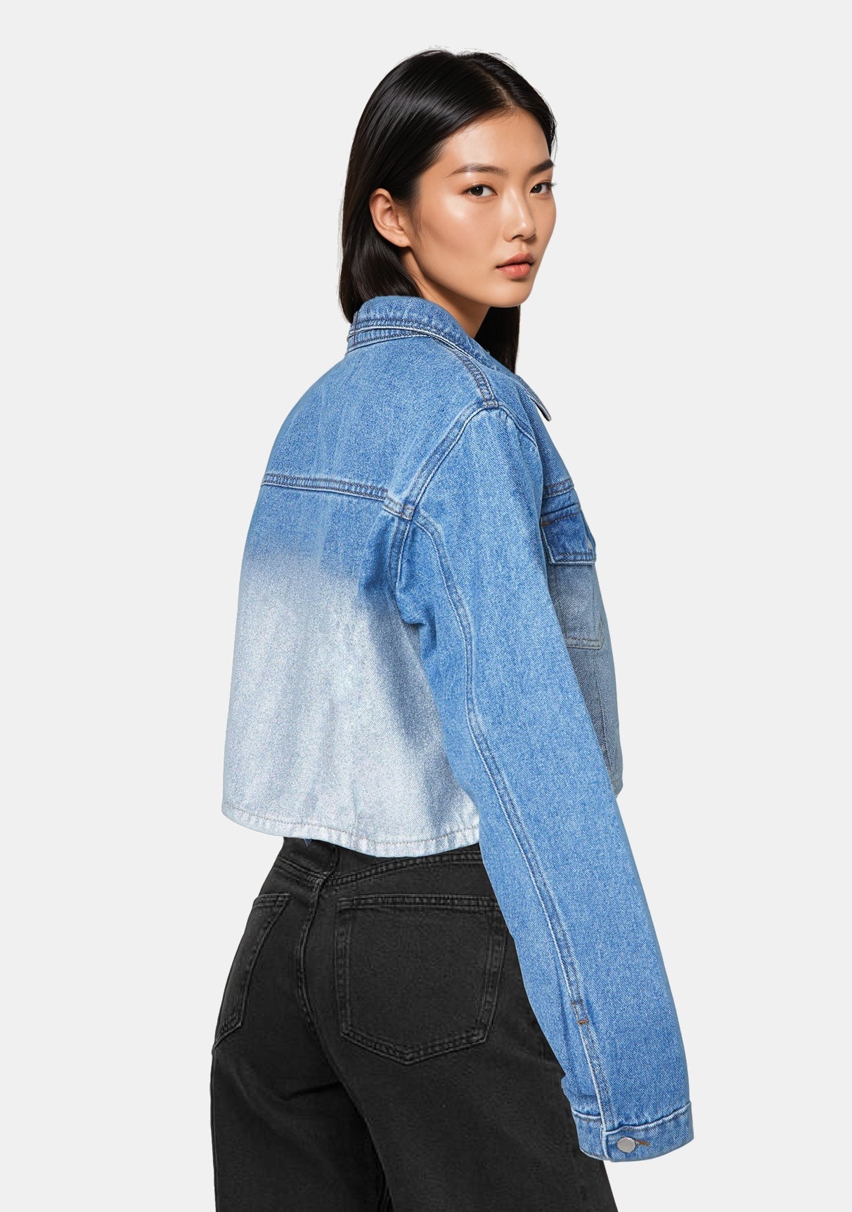 Metallic Gradient Denim Jacket