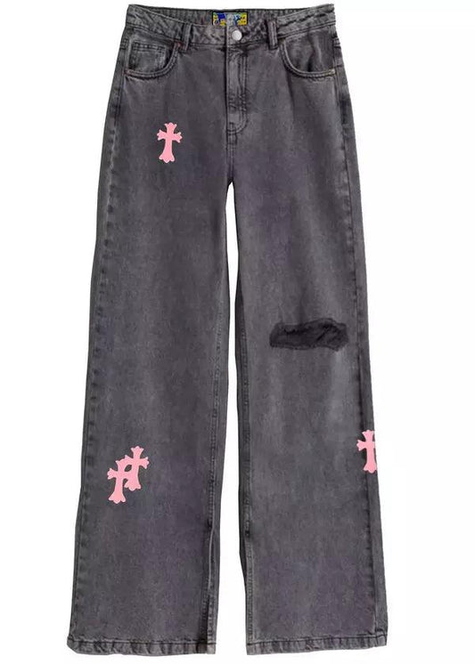 Pink Embroidered Crosses - bymarccc