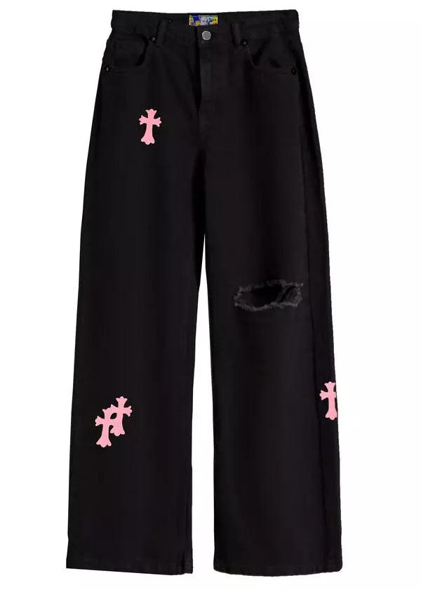 Pink Embroidered Crosses - bymarccc