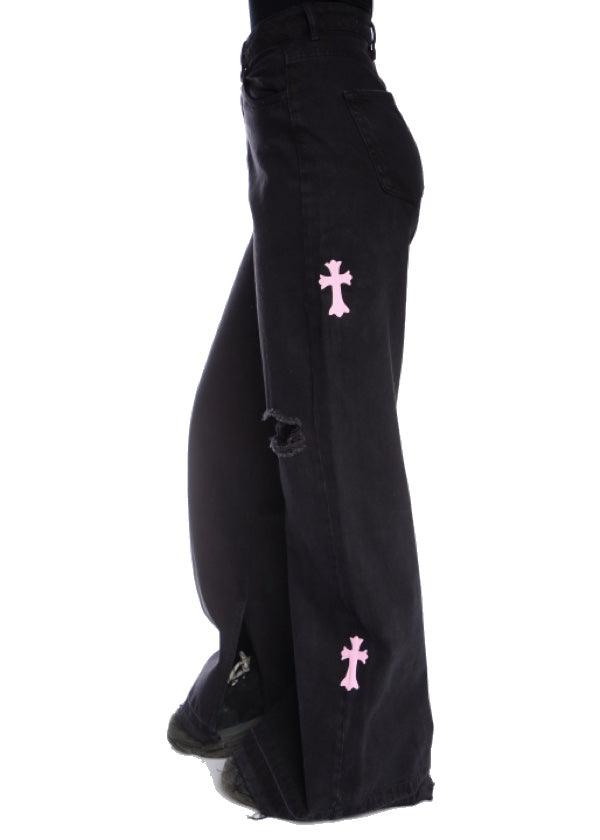 Pink Embroidered Crosses - bymarccc