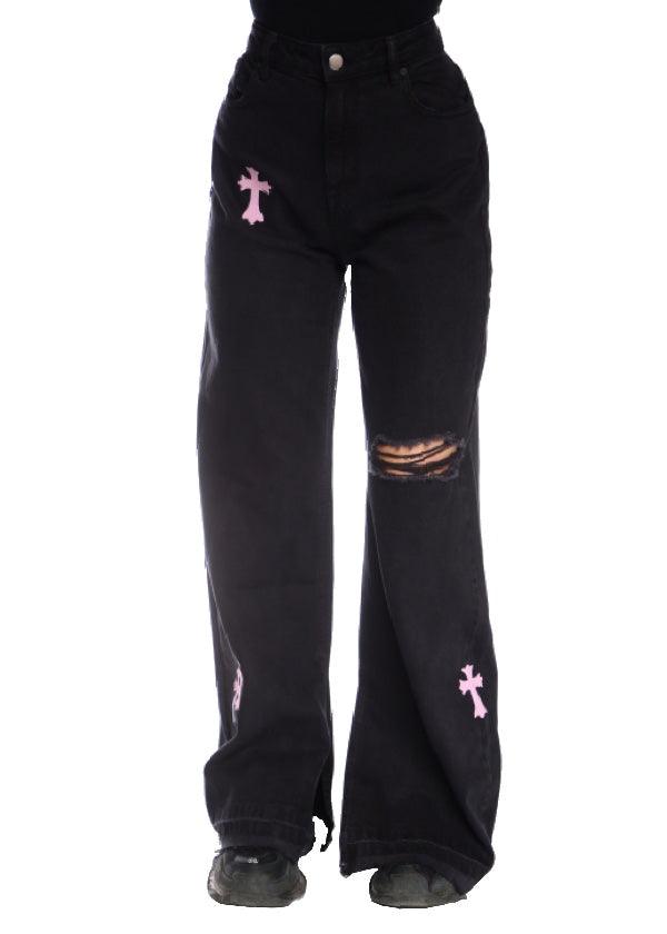 Pink Embroidered Crosses - bymarccc